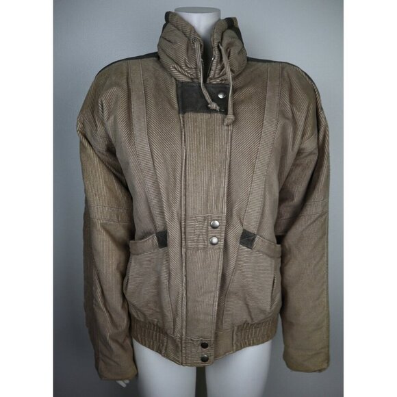 VINTAGE WOMEN'S BEIGE CORDUROY WINTER COAT - NEW YORK GIRL - SIZE M - Picture 1 of 10